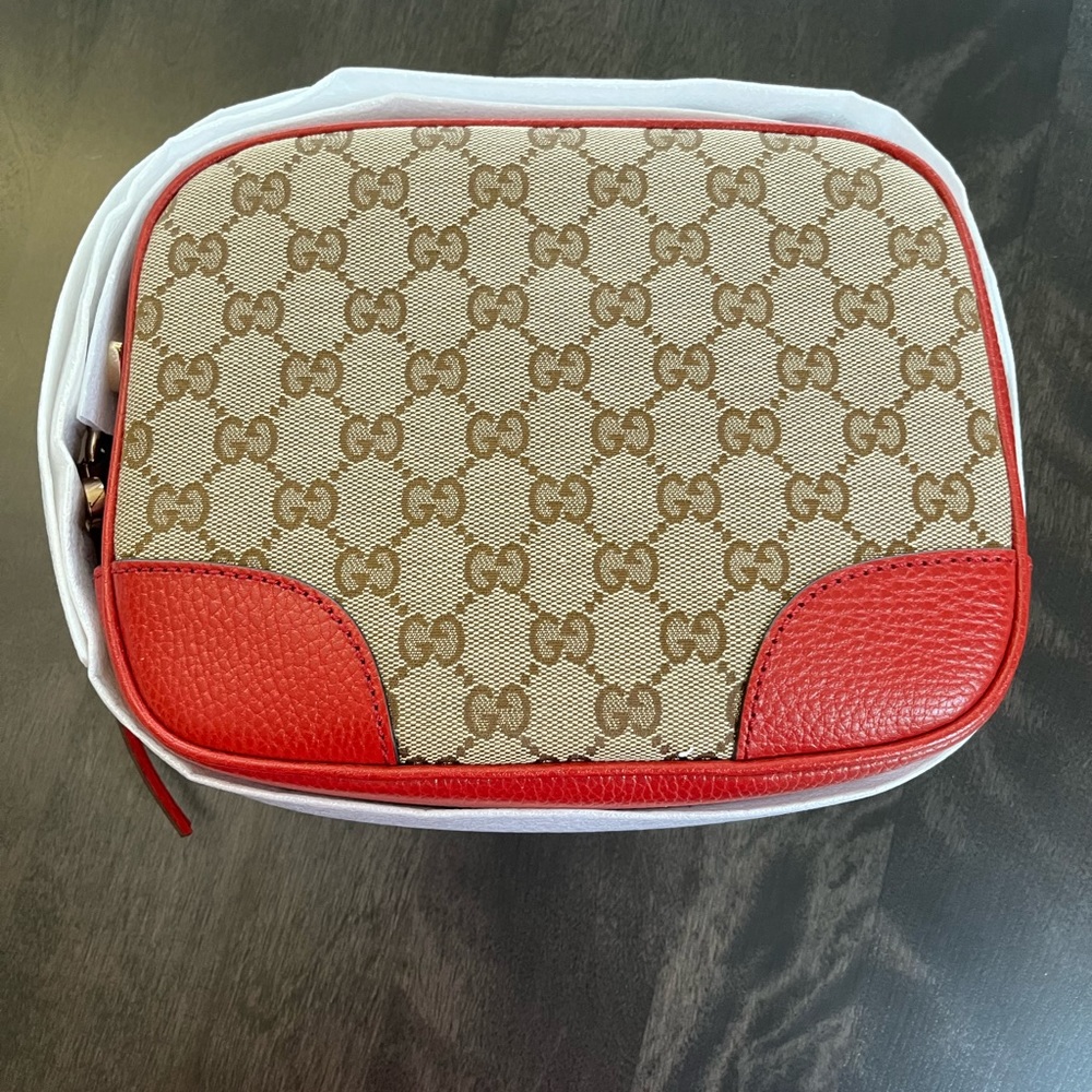 GUCCI BREE GUCCISSIMA GG LEATHER CANVAS CROSSBODY BAG